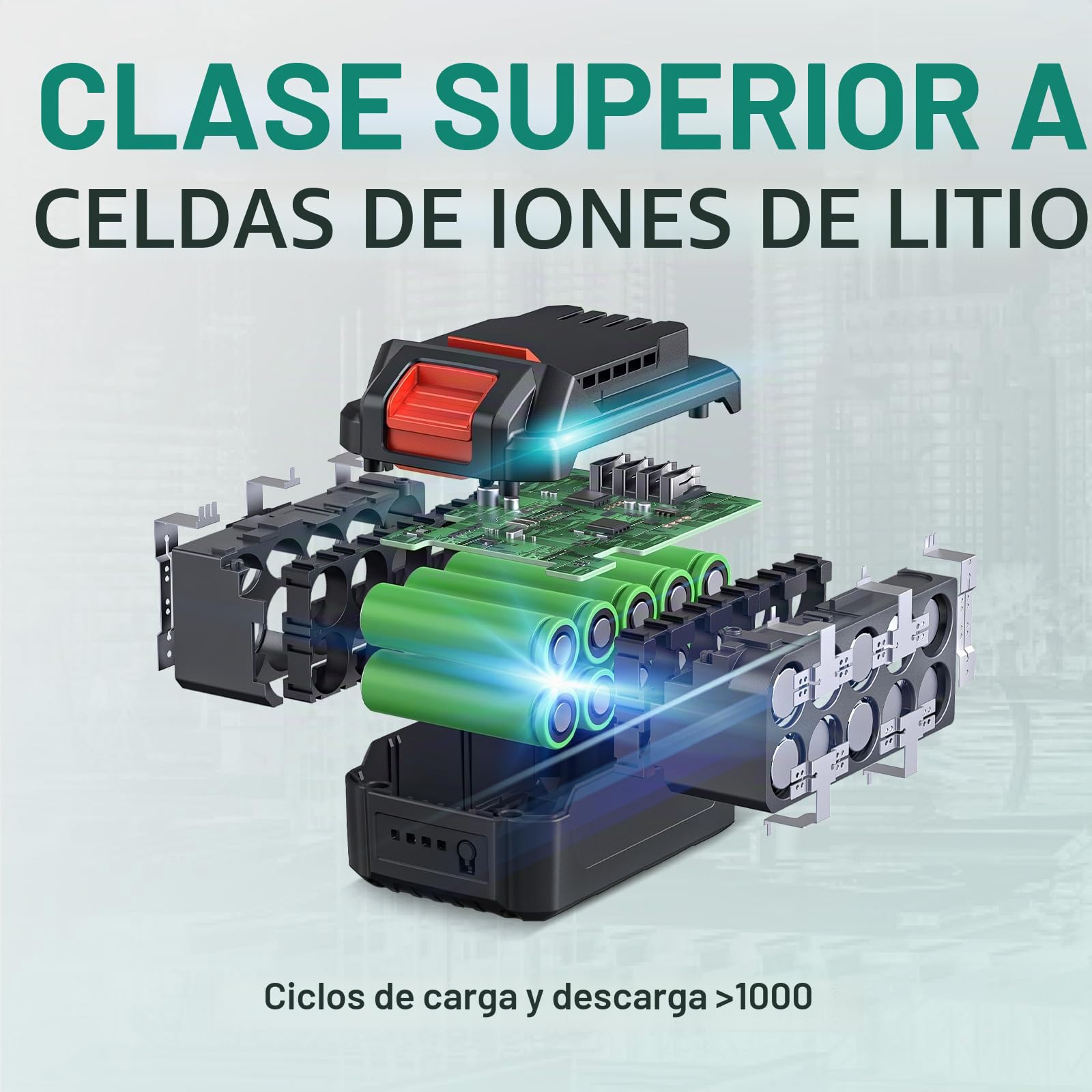 DCA Batería de iones de litio de 20 V, 5,0 Ah con alta capacidad, herramienta compacta de 20 V, 1,4 lbs (FFBL2050)