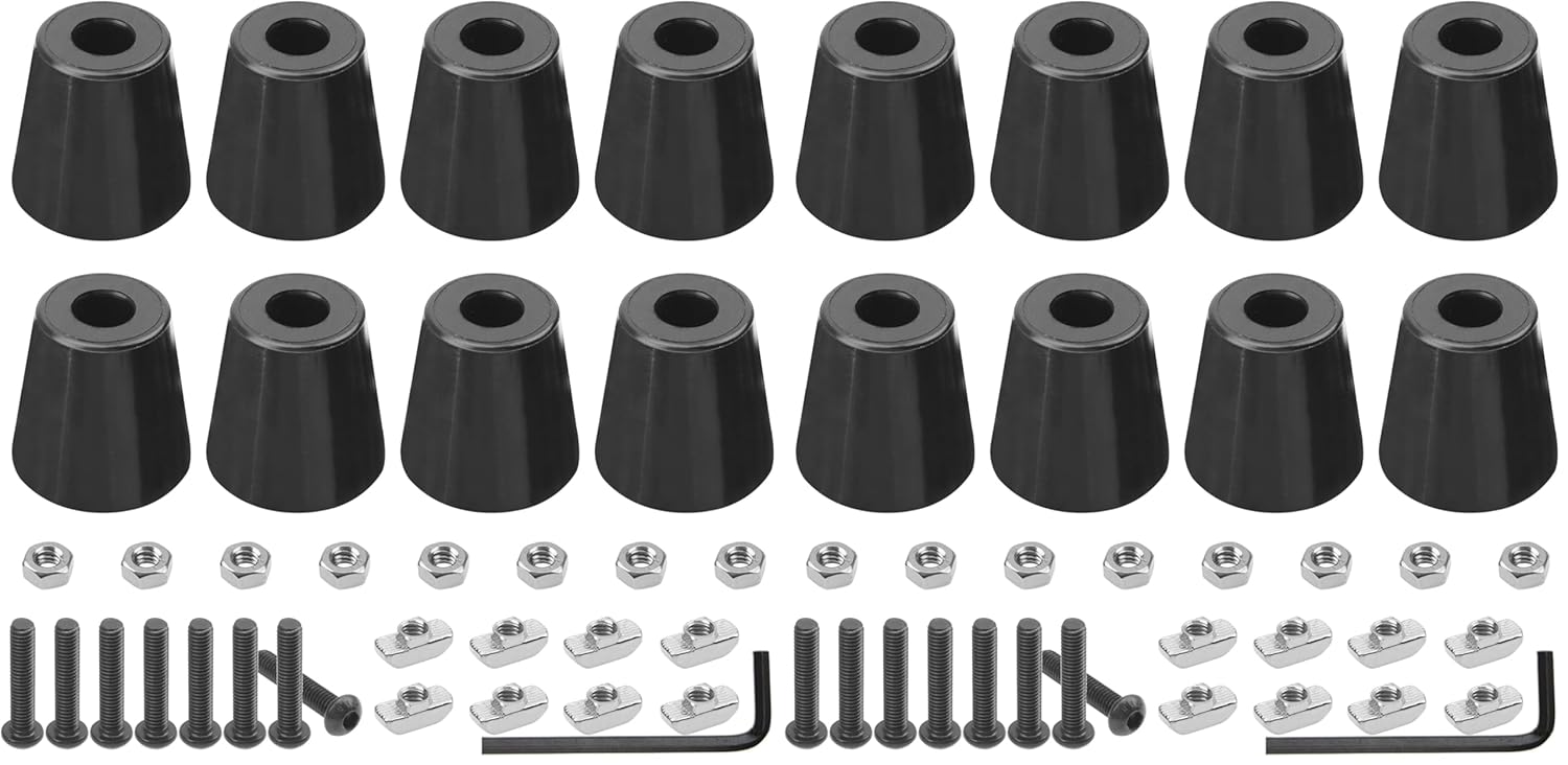 8Pcs Large Anti-Vibration Heavy Rubber Landing Mat Feet with T-Nut Screw Wrench for 4040 Series Aluminum Extrusion Profile 3D Printer Parts Electrical Furniture (Pack of 2)