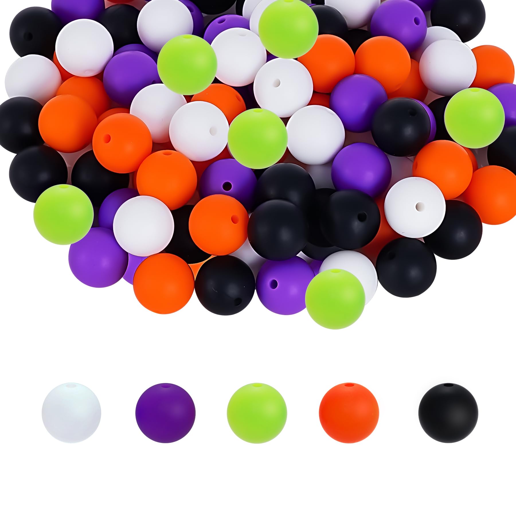 jiebor100PCS Beads (Green, Purple, Red, Black, White)