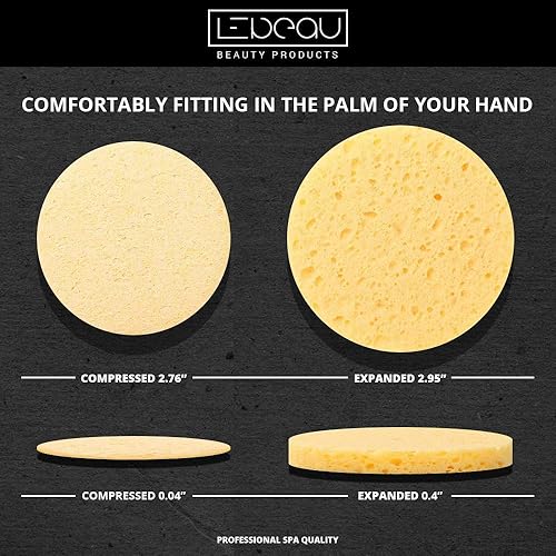Miniatura 6 de LeBeau Esponjas faciales comprimidas, esponjas faciales para limpieza, esponja facial de celulosa 100% natural, esponja facial profesional de