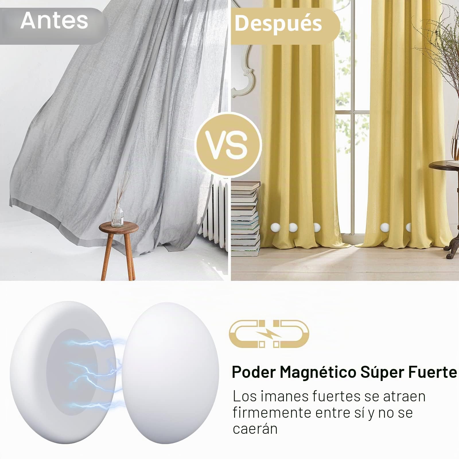 Pesos de Cortina de Ducha, Imanes Fuertes con Revestimiento de Silicona, No se Oxida, No se Cae, Evita Que la Cortina se Vuele, Pesos de Mantel (Blanco, 10 Pares)