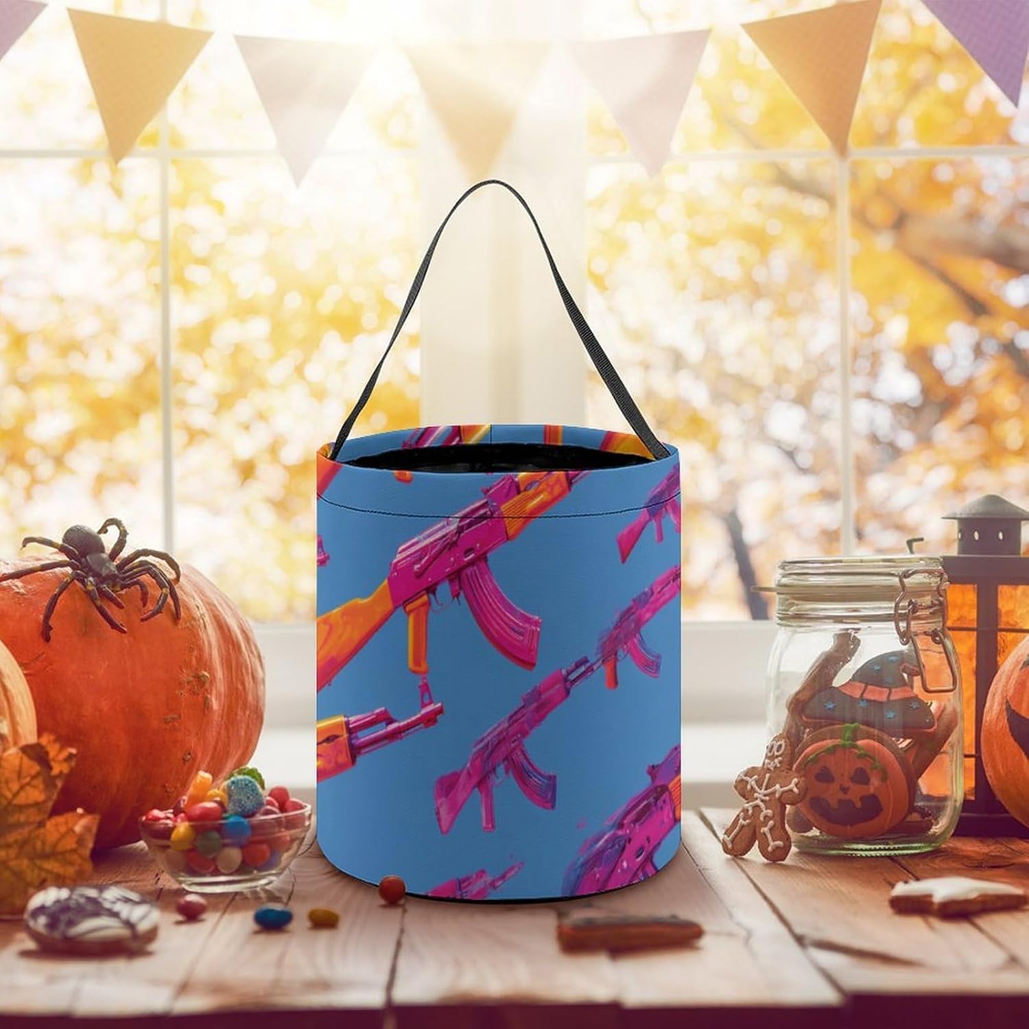 Colorful Guns Halloween Basket Candy Tote Bag Easter Bucket image 3