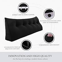 Vista 60 de Triangular Reading Pillow Wedge Headboard Back Support Pillow for Sitting up in Bed Daybed Bolster Backrest Couch Sofa Corner Cushion Medium Velvet