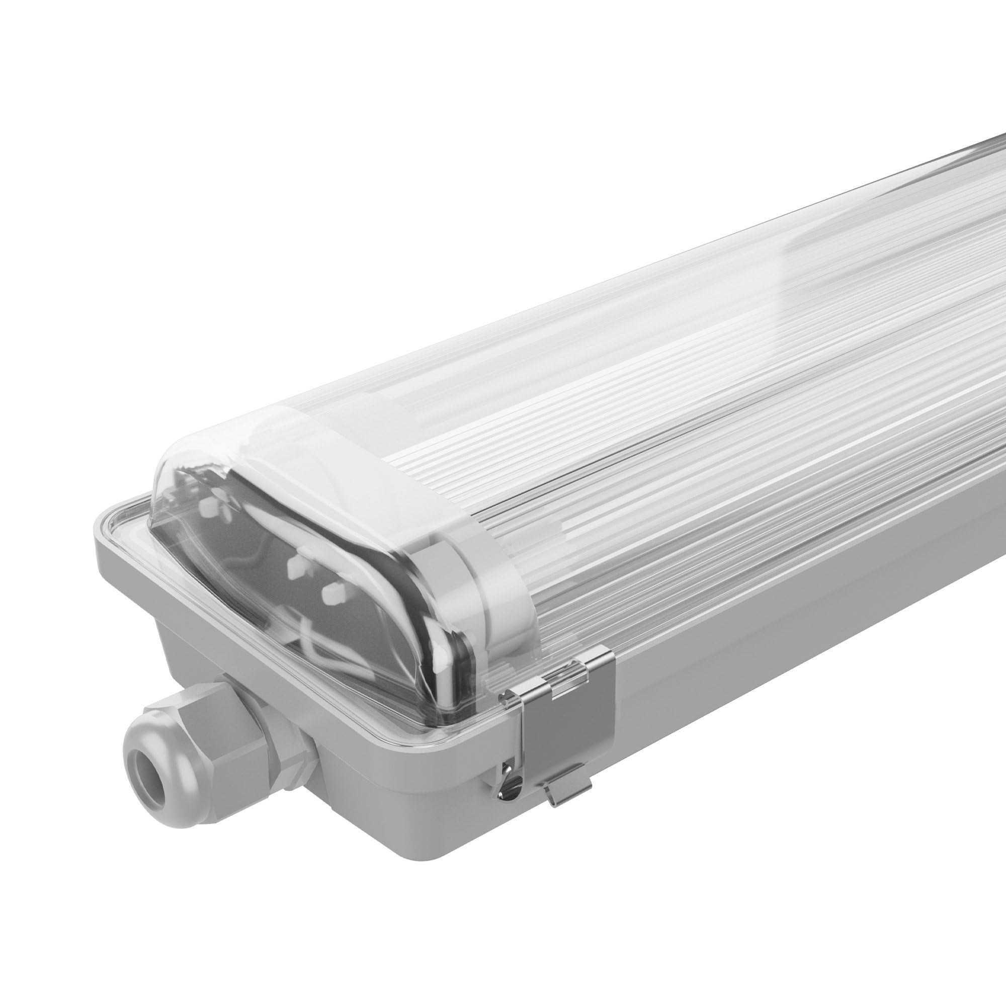 Ledvion - 1 pieza, pantalla estanca, 60cm, IP65, 9W, 100 lm/W, Blanco frío, 6500K, para 2 tubos LED, lámpara de techo para garaje, de bodega, tubo led, almacén