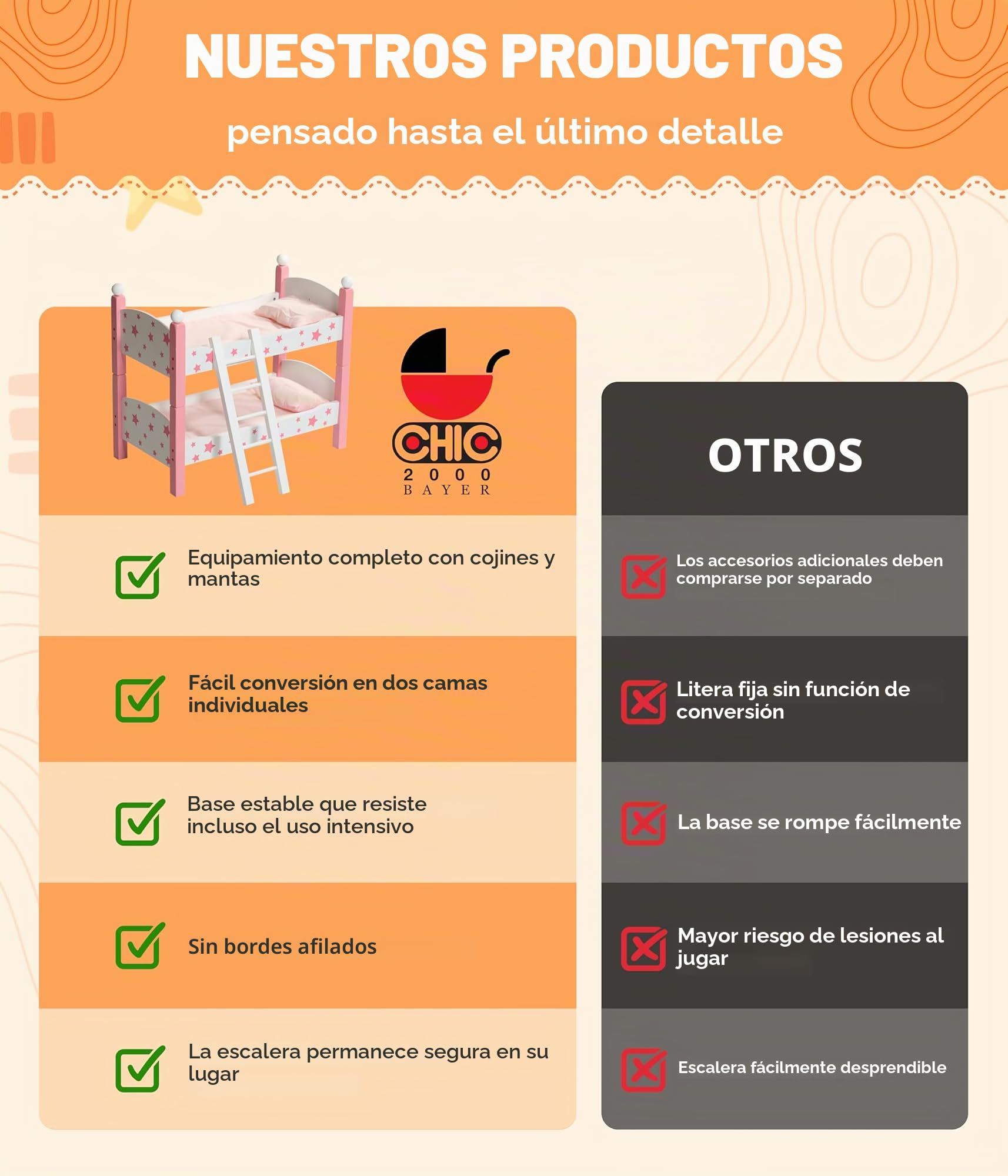 Bayer Chic 2000 Cuna Para Muñecas De 50x72 Cm – Con Dosel Y Ropa De Cama – Estrellas Grises – Para Muñecas De Hasta 46 Cm