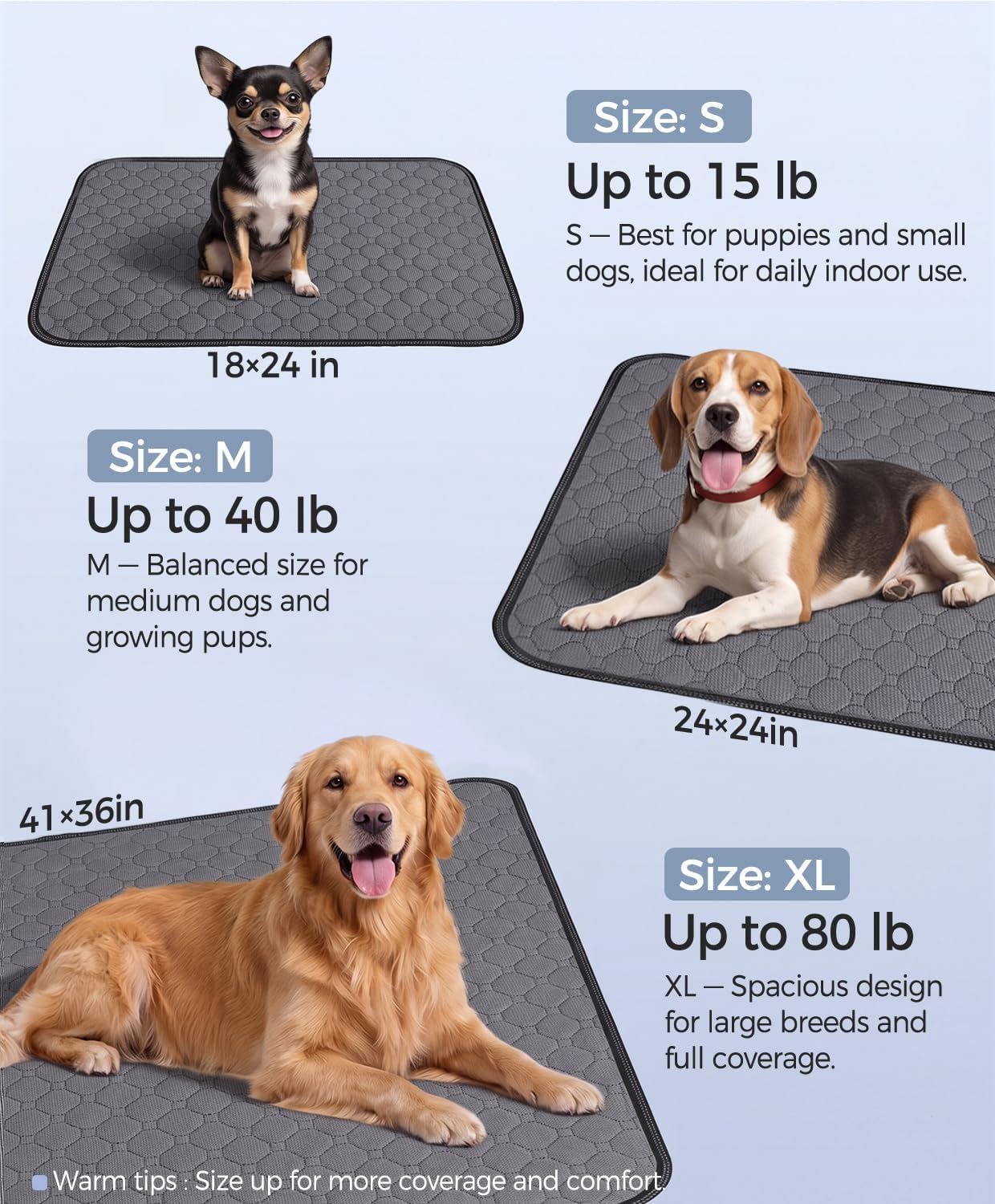 Doglike [Upgraded Silver-Ion Odor] Washable Pee Pads for Dogs – Ultra Absorbent, Leak-Proof, Non-Slip & 5-Hour Quick-Drying Reusable Puppy Training Pads for Home, Crate & Sofa,24" x 18" (2 Pack)