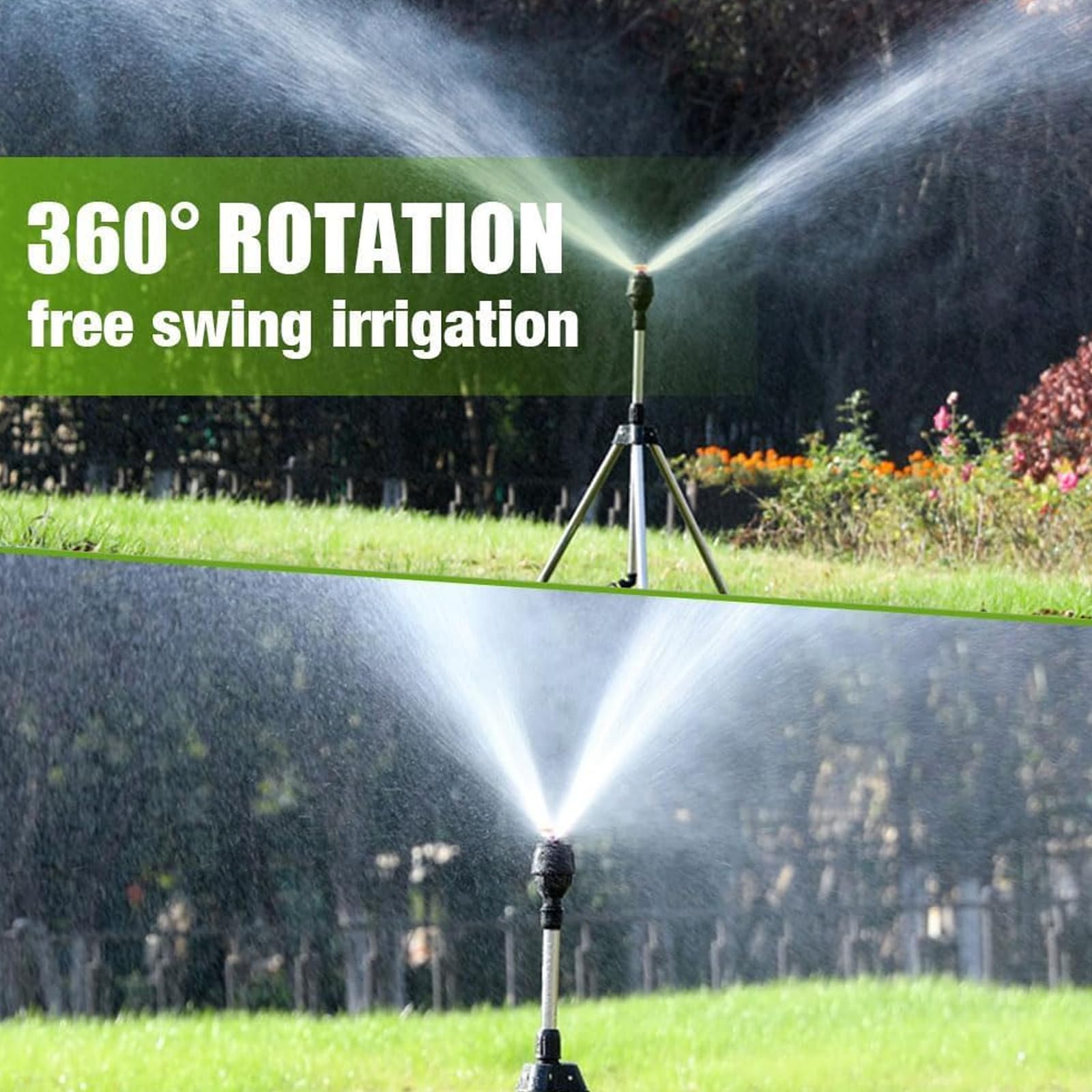 360 Irrigatore da Giardino Rotante Su Base Treppiede Regolabile Adattatore Tubo da 1 Pollice Per Patios Serre Petite Piscina Scavato Acqua Sprinkler