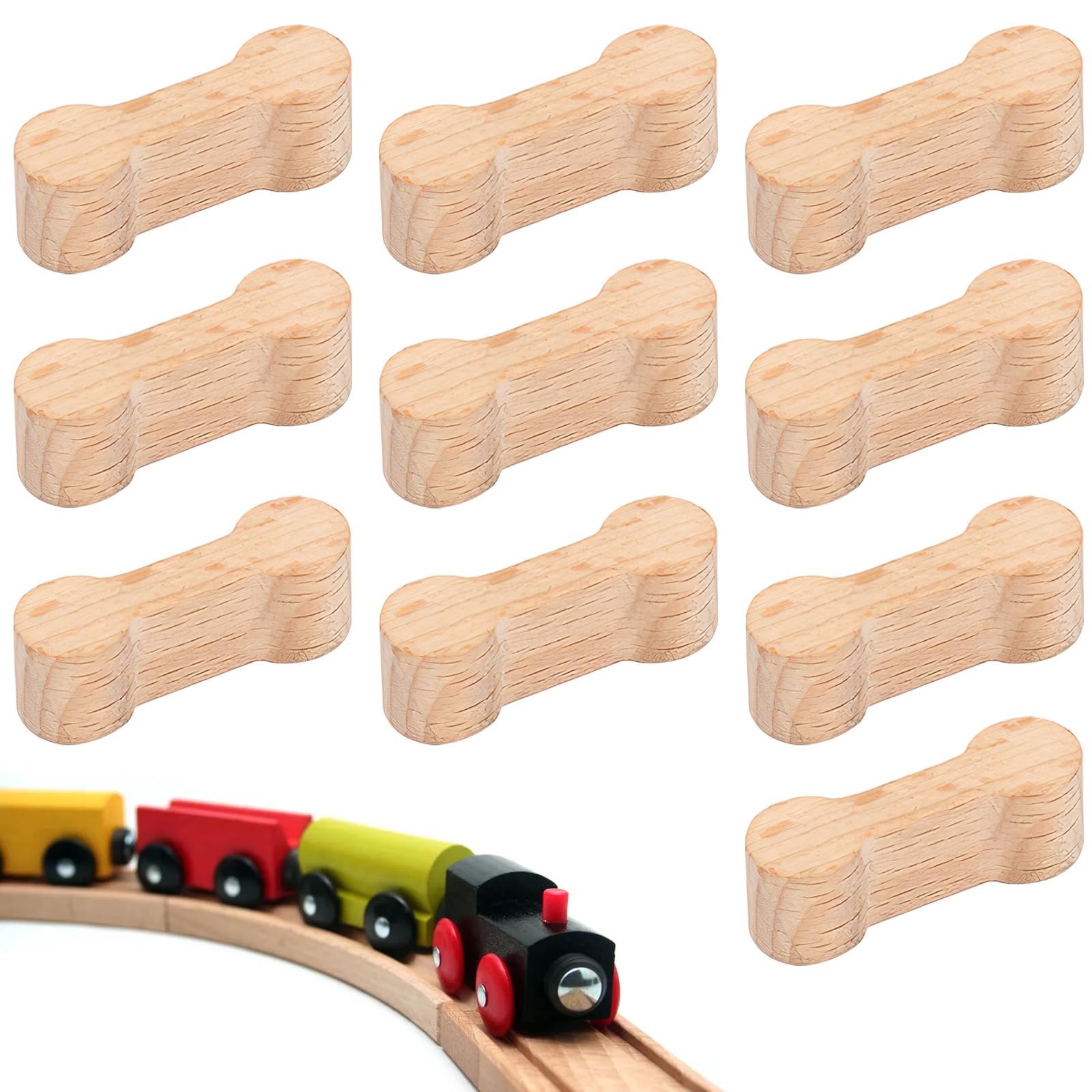 L-3D universele connectorset, houten rails, houten spoorbaan, adapter, spoorverbinders, houtbaanverbinders, verbindingsstuk, compatibel met Brio Lillabo Melissa, Thomas IKEA en nog veel meer, 10 stuks