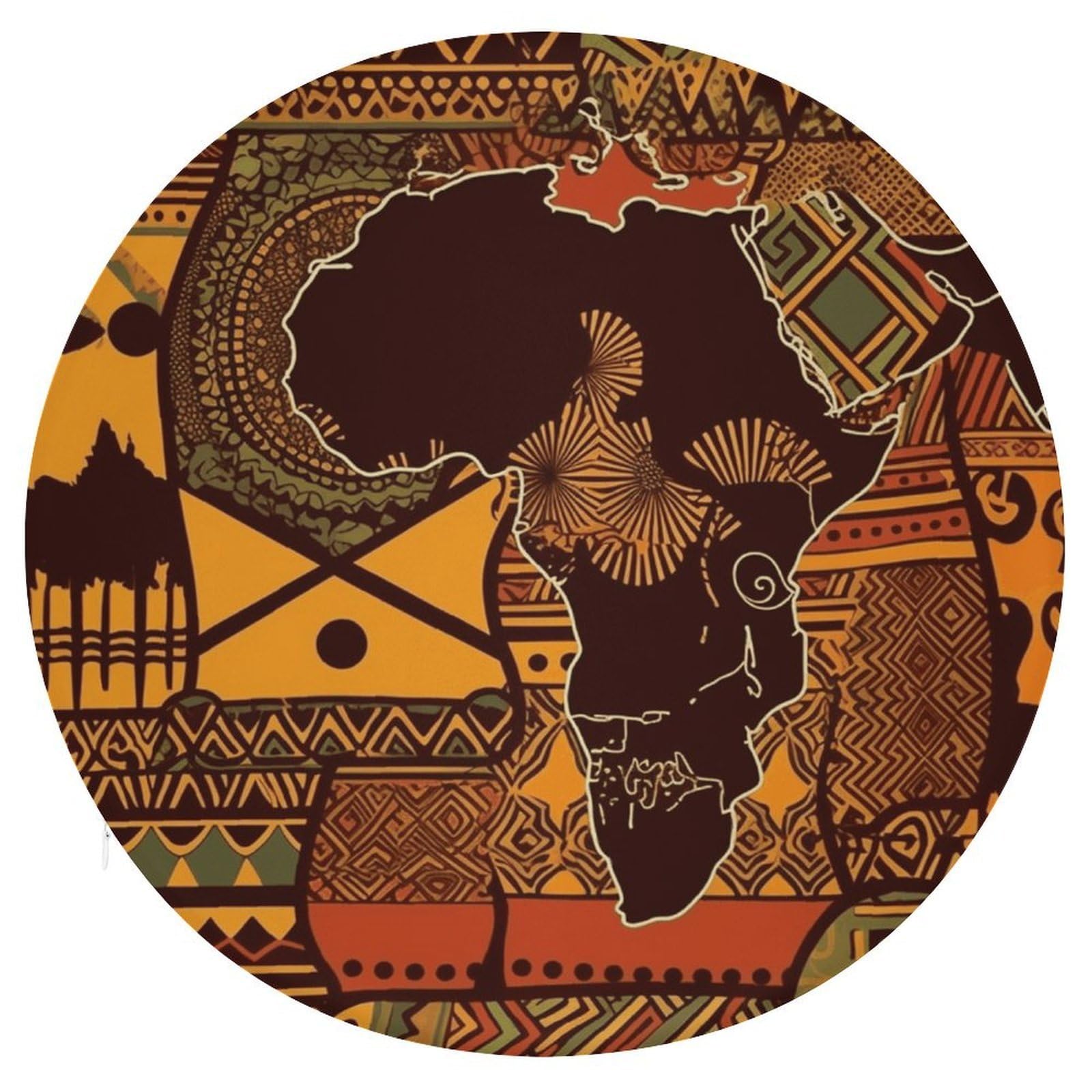 VstaDank African Map Ethnic Pattern Round Cushion Memory Foam Seat Cushions 15In Comfort Meditation Floor Pillow Anti Slip Soft Stool Cushion Chair Pad for Tatami Living Room Yoga