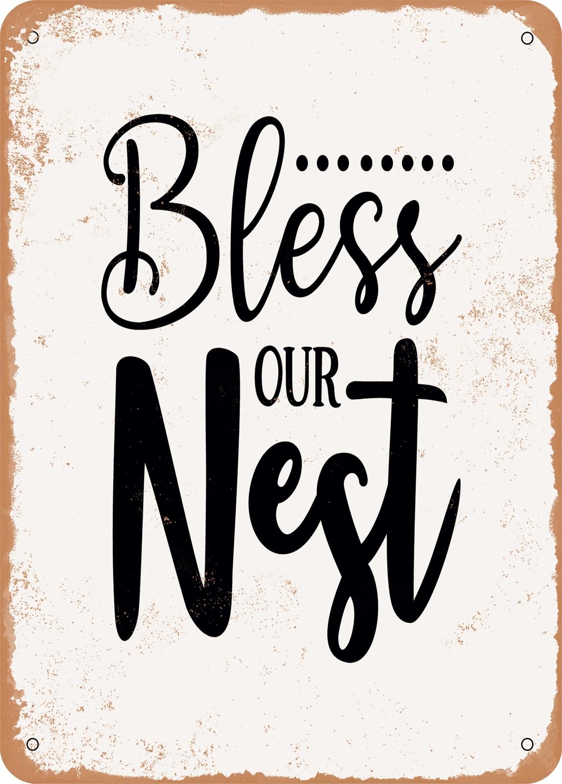 Miaomansenstore Metal Sign - Bless Our Nest - Vintage Rusty Look Home Decor