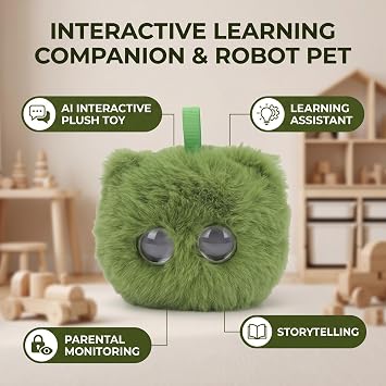 AI Smart Plush Toy Robot Interactive Learning Assistant with Multilingual Voice Chat, Storytelling, Touch Responsive Emotional AI Companion for Kids