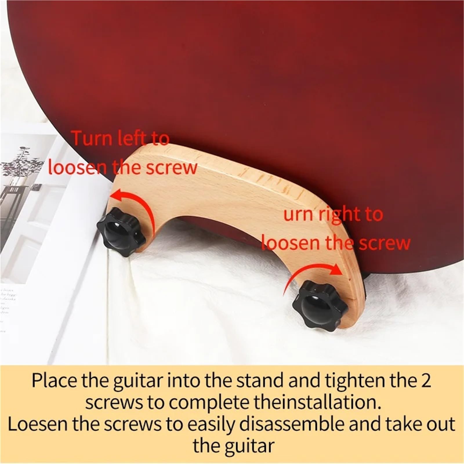 supporto chitarra Wood Guitar Stand H-frame Wooden Floor | For Acoustic Guitar Portable String Instrument Holder With Soft Sponge Covering Pad