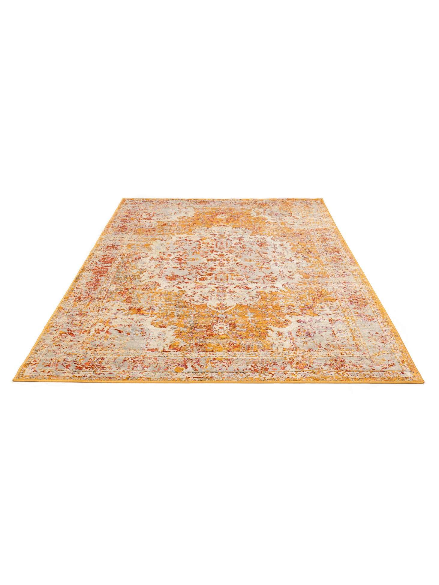 RugVista Nadia, Tapis, Vintage, 160 x 230 cm, Rectangulaire, Poil Moyen, Salle de séjour, à Manger, Chambre, Cuisine, Nettoyage Sec Seulement, Oeko_tex_100, Orange