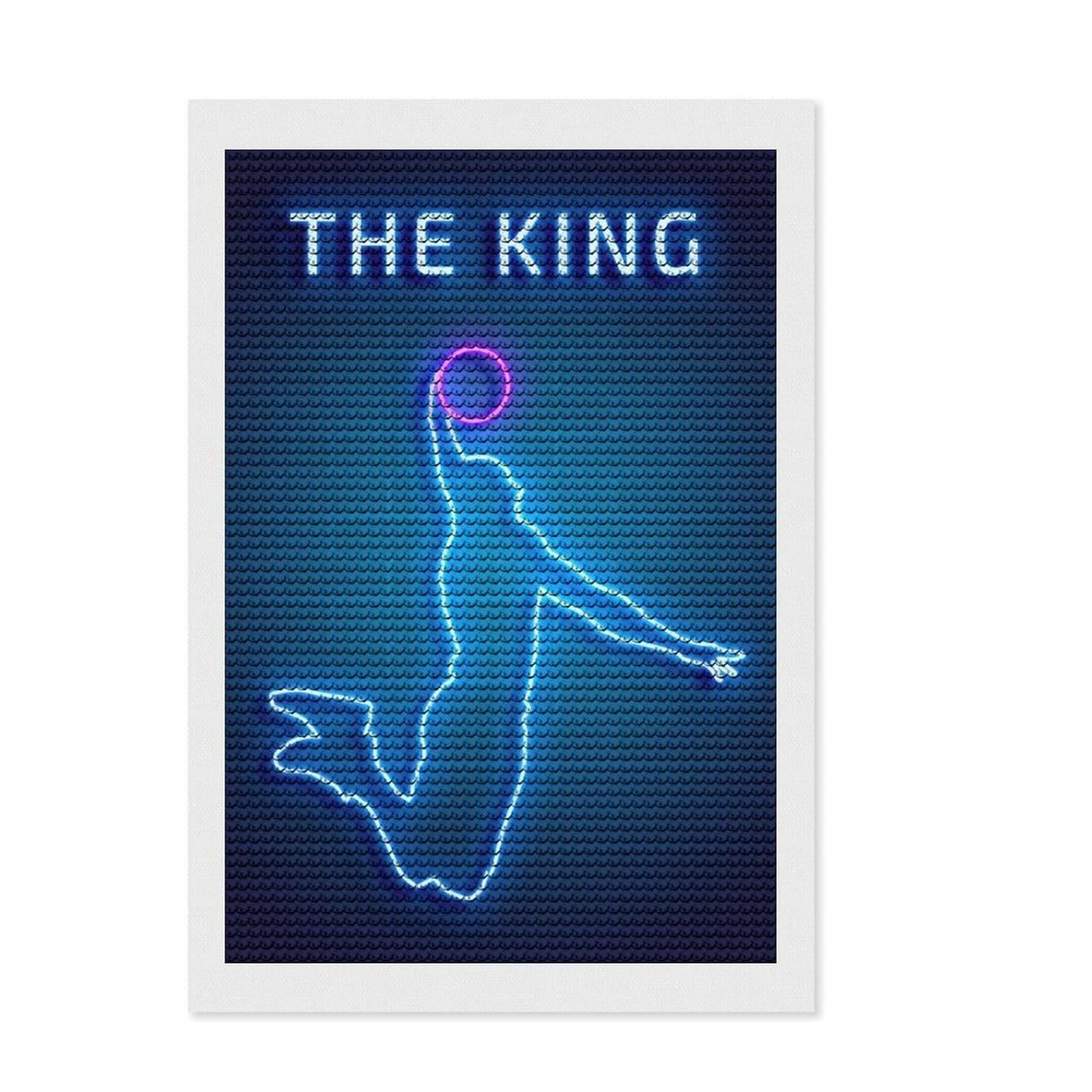 Junmoney The King Neon Diamond Style Art Kit 8"x12", Bedroom Decor, Festive Craft Gift, Farmhouse Decor, Holiday Gift Idea