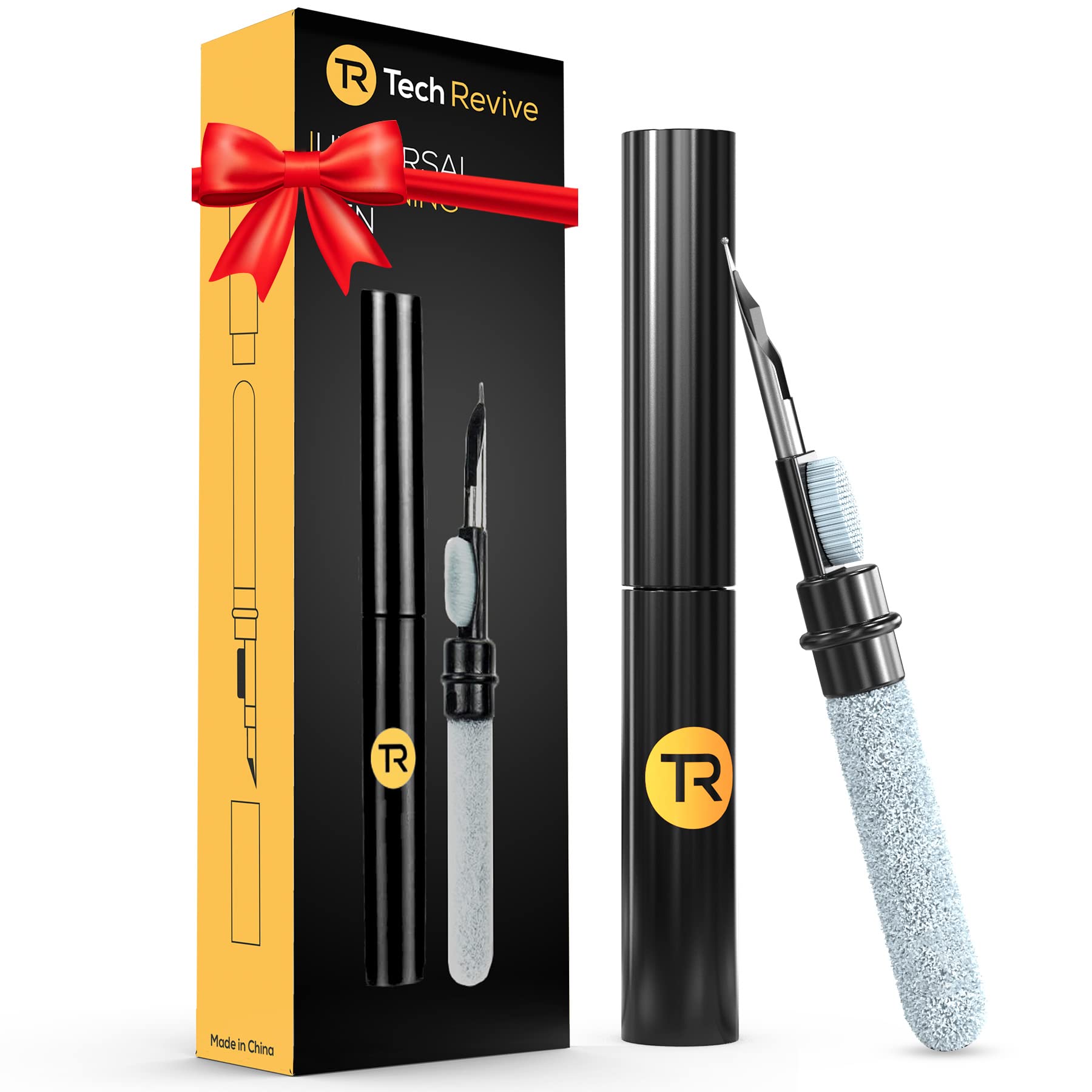 AirPod Cleaning Kit - 3-in-1 Airpod Cleaner for AirPod, Airpod Pro, Earbuds, Earphones, iPhone, Charging Case. Tech Revive Next Gen Cleaning Kit with Metal Tip, Sponge and Brush.