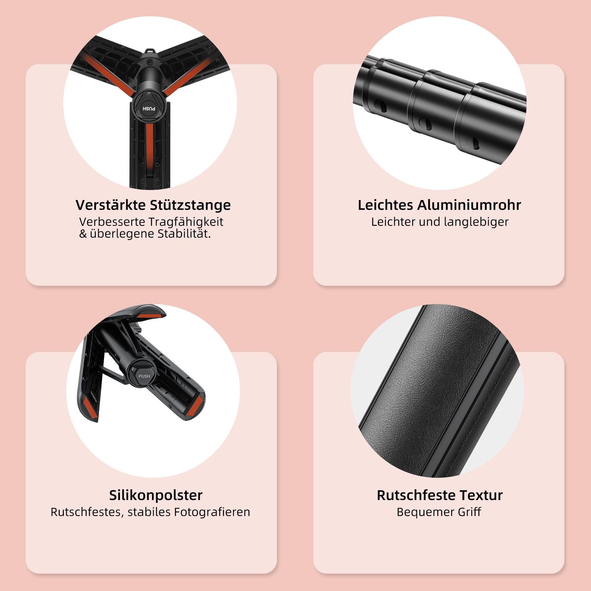 51cm Selfie Stick Stativ für Action Cams, Kompatibel mit GoPro Hero 13/12/11/10/9/Max2, DJI Osmo Pocket 3, Action 6/5 Pro/4, AKASO EK7000 und Anderen Action-Kameras