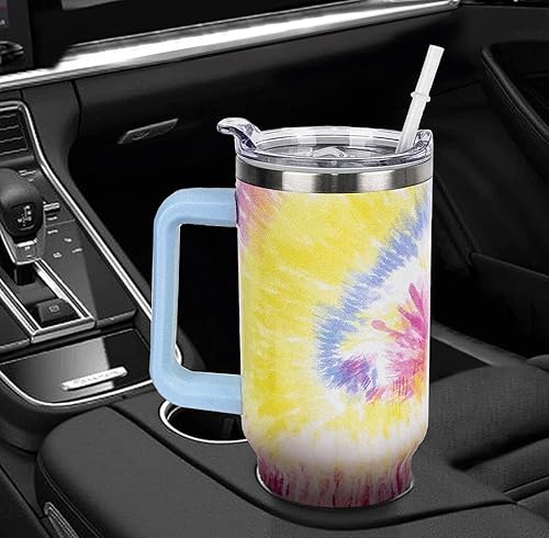 Miniatura 6 de Rcvlauf Vaso de 40 onzas con asa y pajilla, a prueba de fugas, taza aislada de 40 onzas con asa, taza aislada con asa, taza de viaje para café de