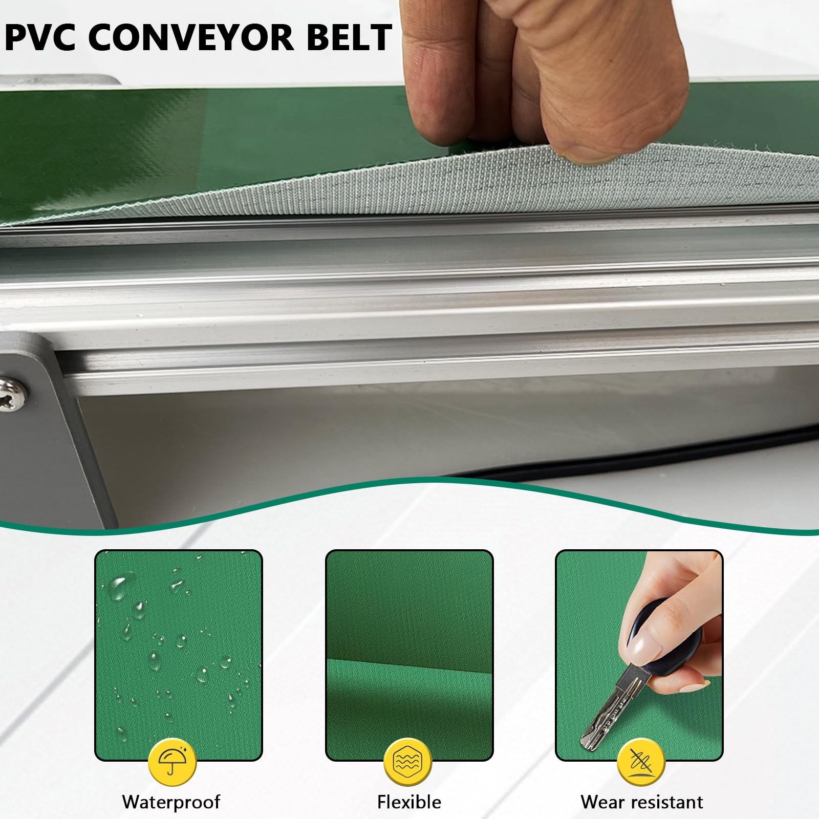 Mini Convoyeur Automatique, Dc 12 V Bande Transporteuse éLectrique de Bureau - Vitesse RéGlable, Marche Avant et Arrière, Bande Transporteuse en PVC pour Appareil ExpéRience de Friction
