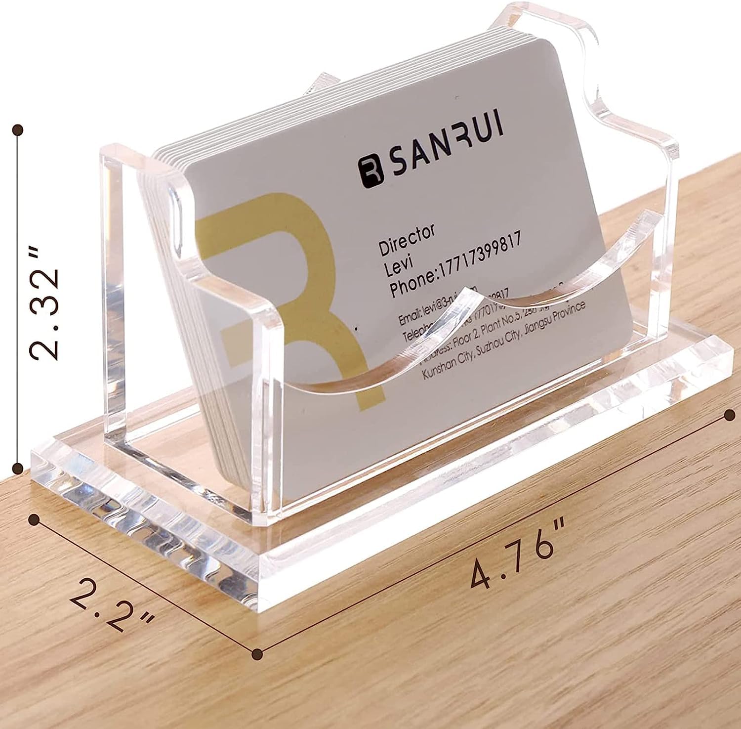 SANRUI Acrylic Business Card Holder for Desk, Single Clear Name Card Display Stand & Organiser - Image 2