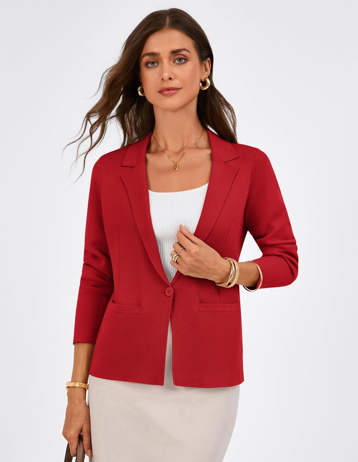 GRACE KARIN Women Sweater Blazer Business Casual 2026 Knit Suit Jackets Long Sleeve Lightweight Cardigan Work Office - Image 4