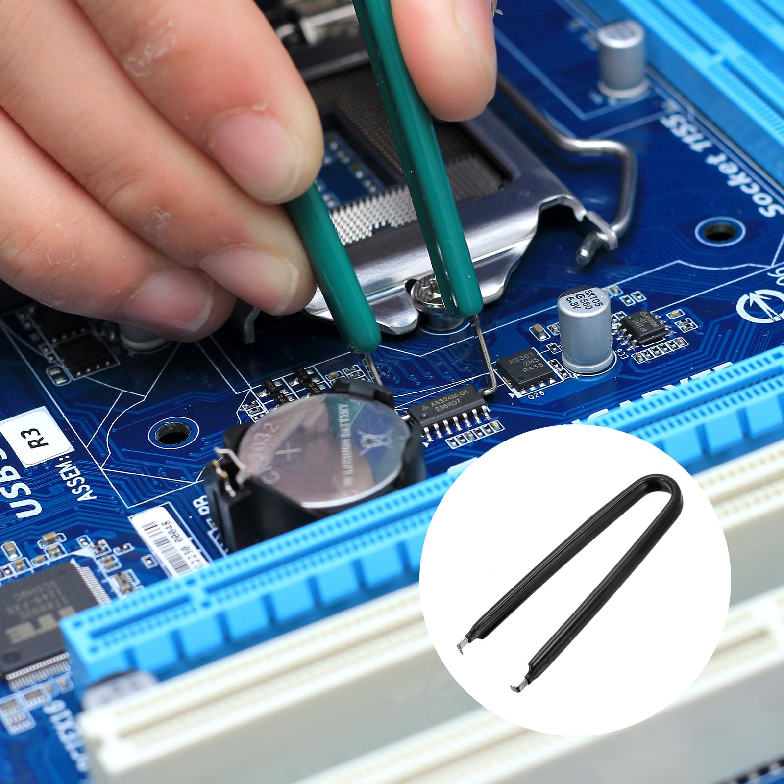 QUARKZMAN Estrattore di Chip Ic 100 Mm in Acciaio Inossidabile con Estrattore per Interruttore Chip Ic a Forma di U Nero per Scheda Madre Componente, 2pz