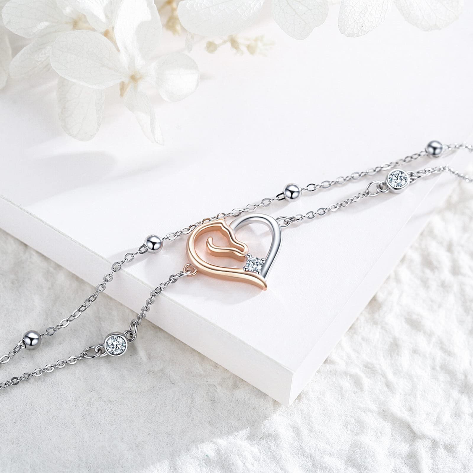 Tier Armbänder 925 Sterling Silber Eule/Fuchs/Hochland Kuh/Pferd Verstellbar Armband Schmuck Geschenk für Mädchen