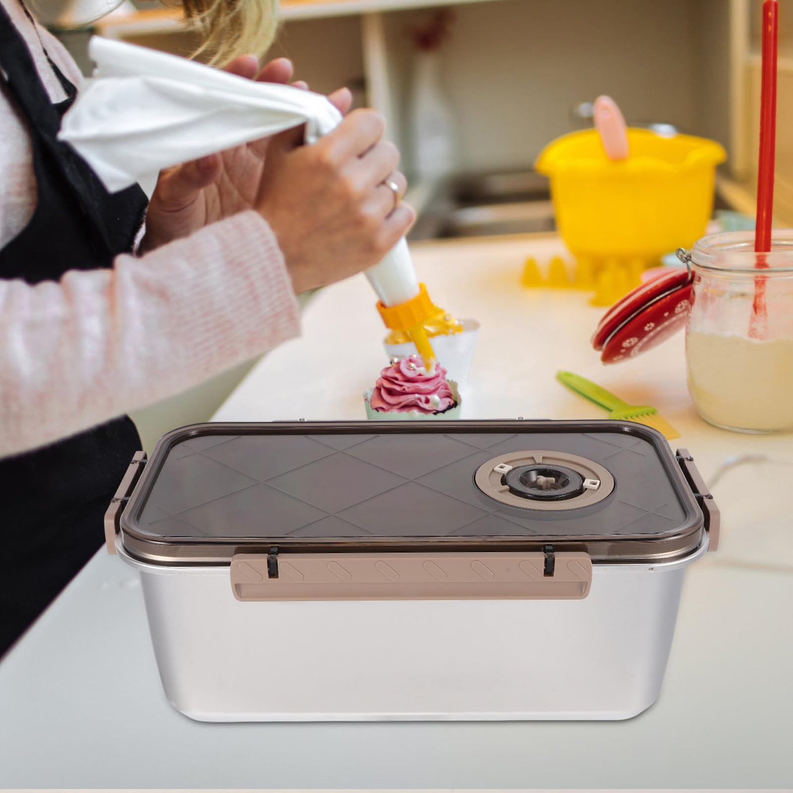 DOITOOL Edelstahl Frischebox 5,8l Luftdichte Aufbewahrungsbox mit Deckel Stapelbar für Vorratskammer und Frisches Obst Sowie Vorgeschnittenes Lebensmittelaufbewahrung