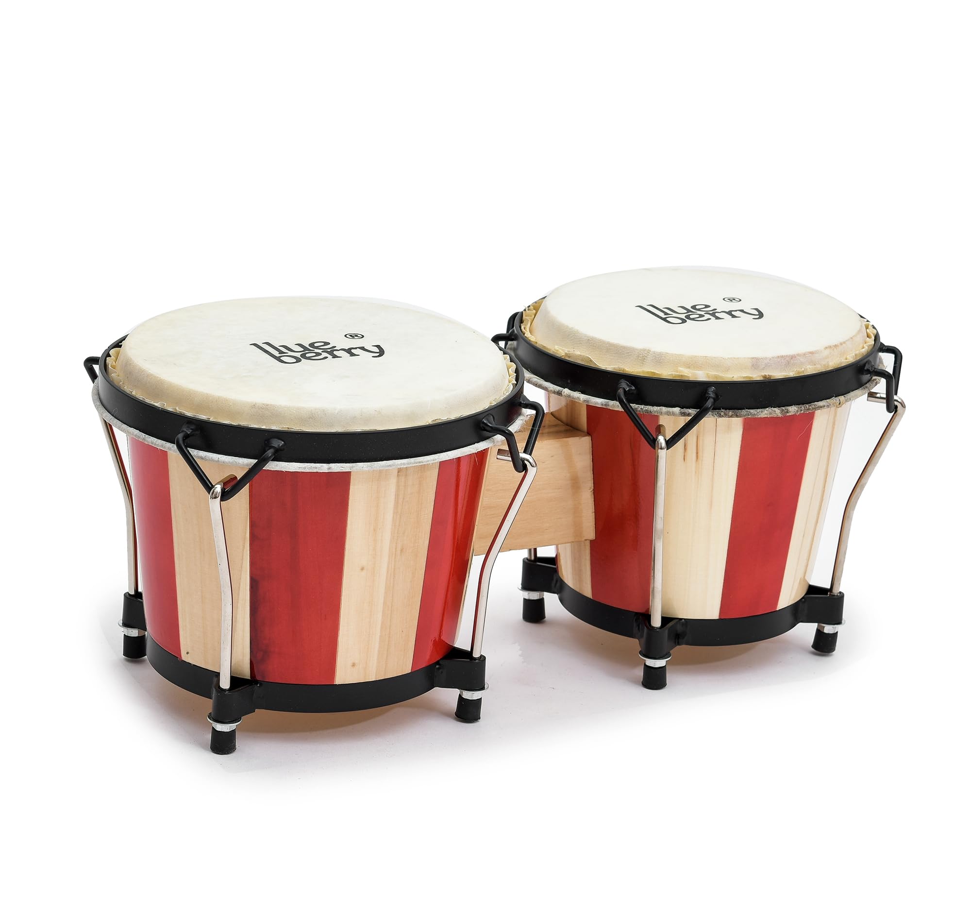 Blueberry R-607 Bongo Drum Set with Tuning Wrench Professional Wooden Percussion Instrument for Beginner Adults Kids (Natural Skin)-image-18