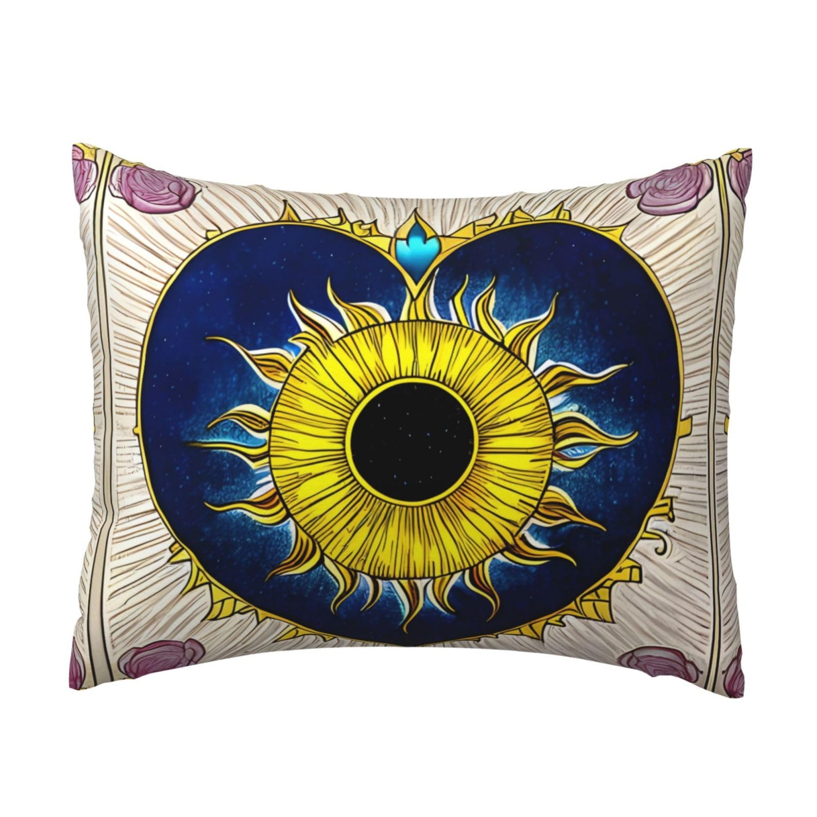 WBQLSL Cartoon Heart Sun Printed Pillowcase - 16 * 20 inches, Invisible Zipper, Breathable and Soft Pillowcase,