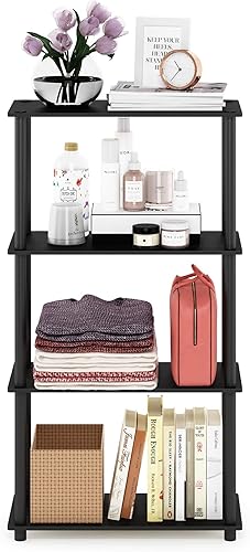 Vista 140 de Furinno Turn-N-Tube - Estantería multiuso de 5 niveles, estantería para exhibición, almacenamiento o libros, con tubos redondos, color cereza claro