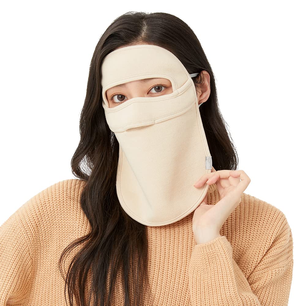 Winter Warm Face Cover Breathable Neck Gaiter Balaclava Dustproof Windproof Full Face Mask SNF2T118 Beige
