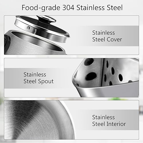 Miniatura 3 de Hervidor de té eléctrico de 1500 W para agua hirviendo, hervidor de té de acero inoxidable de 1.7 litros con termómetro, apagado automático y