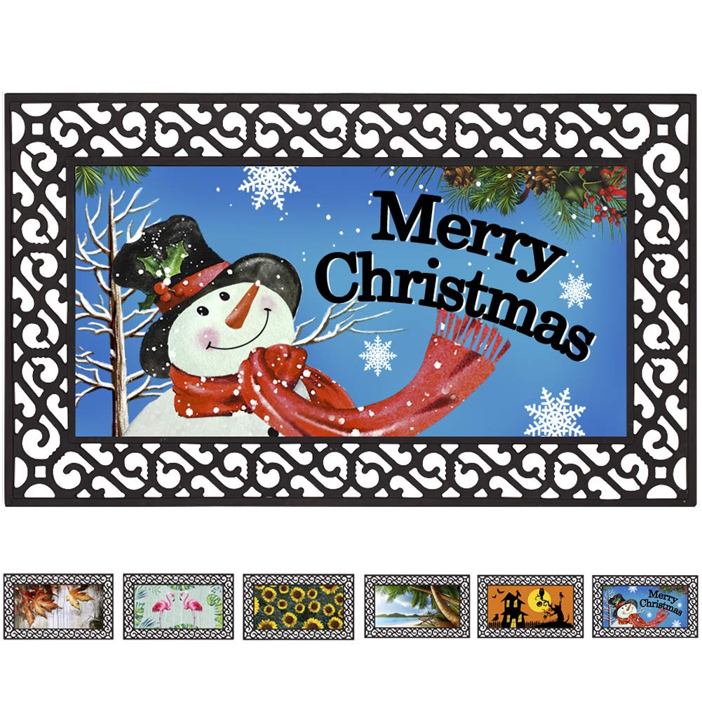 Attraction Design Snowman Christmas Doormat, 17.7
