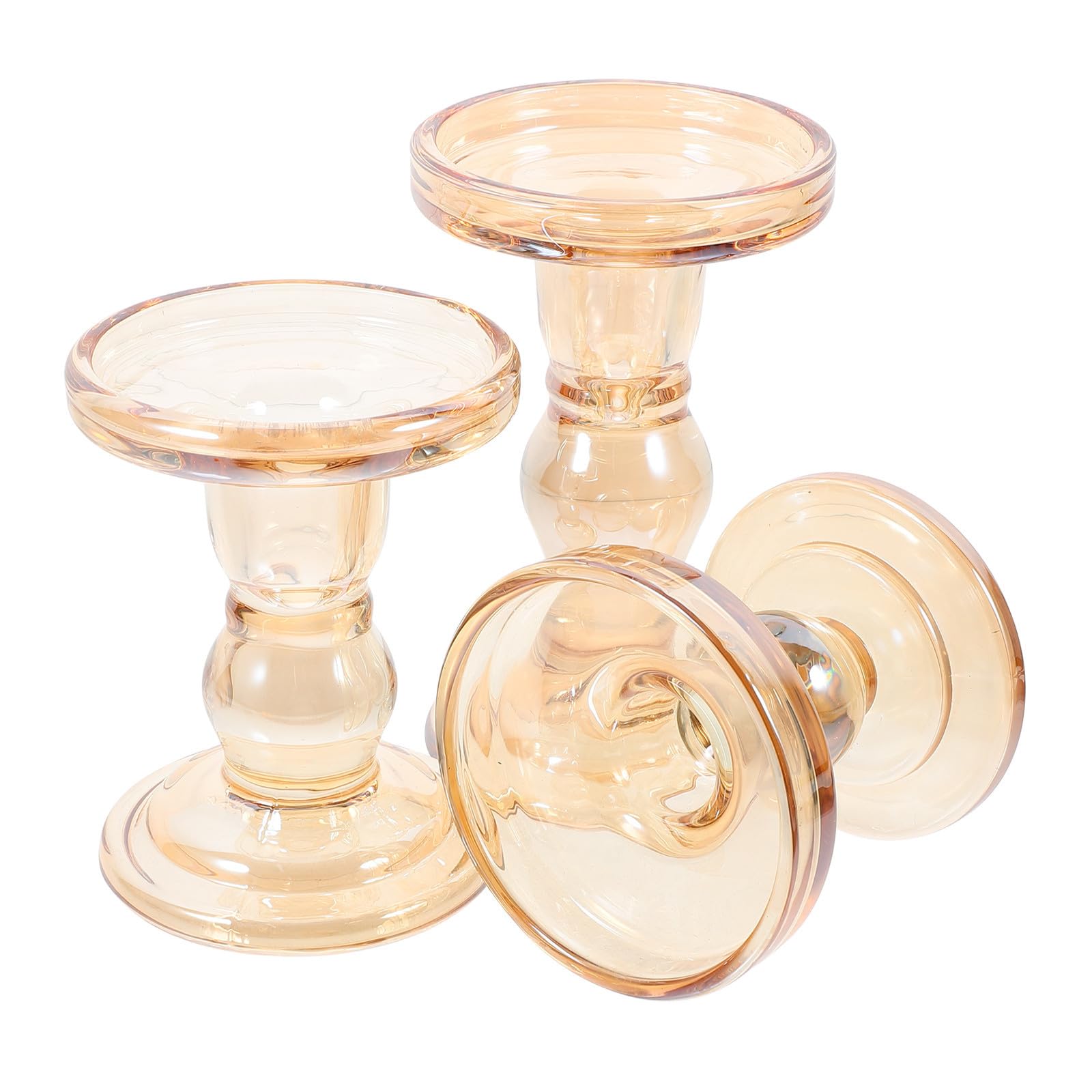 3 Piezas Portavelas de Cristal para Velas de Té, Candelabro