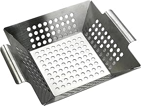 Cesta para grelhar Easy Grill em aco inox L26xP21xA6,5cm-CINZA - Dynasty- Full Fit