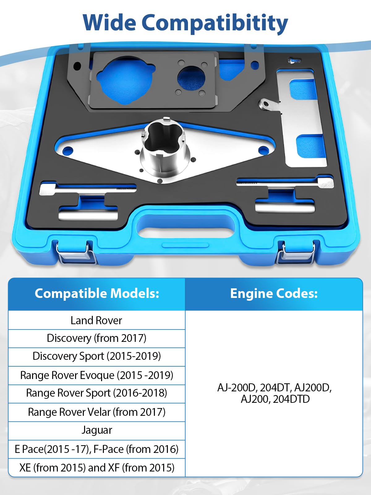 Attrezzo di regolazione motore, cinghia dentata, strumento catena di controllo, compatibile con Land Rover, Jaguar 2.0T 2.0 Diesel motore, JLR-303-1625, JLR-303-1630, JLR-303-1631