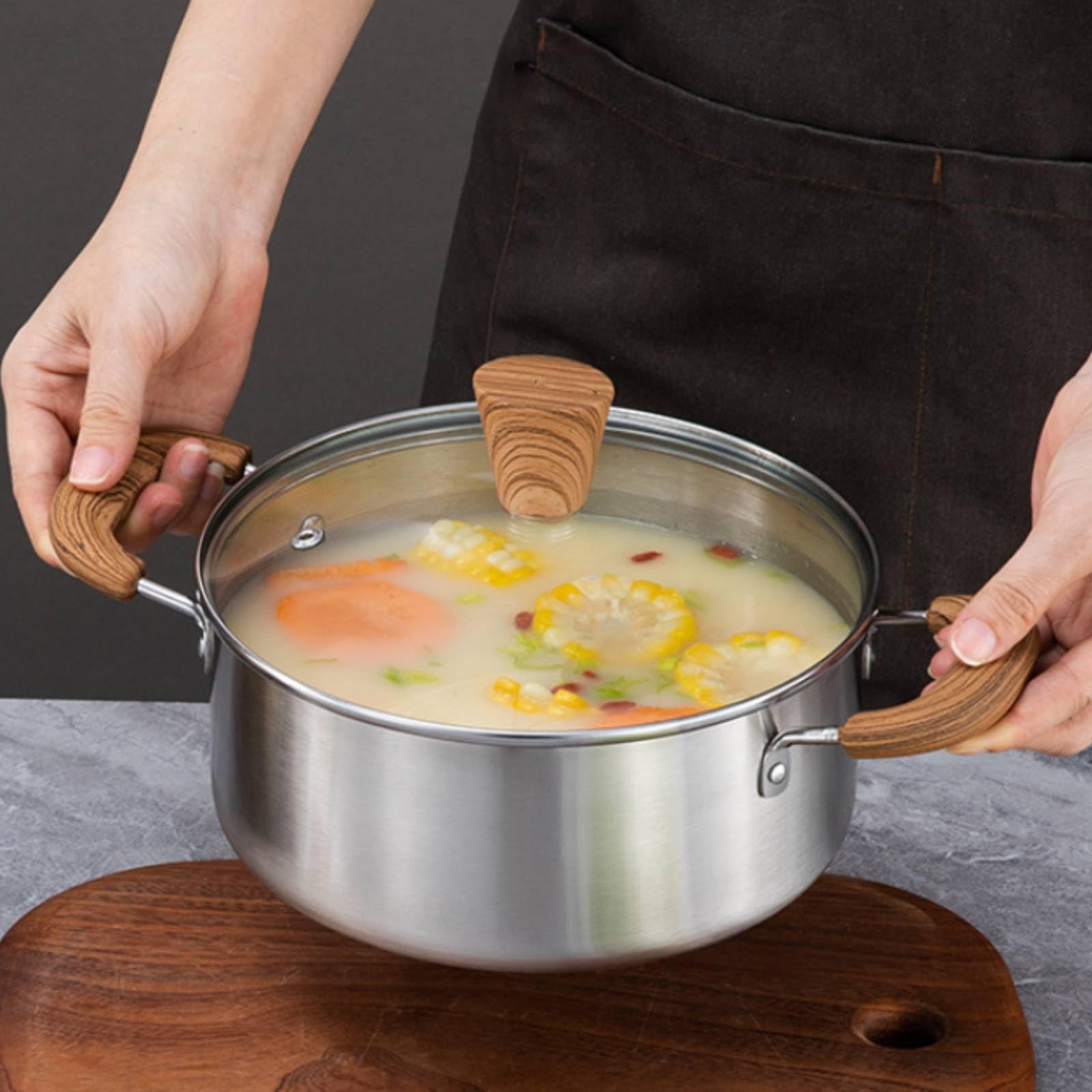 Set Casseroles avec Couvercles Compatible Induction Équipement Culinaire Cuisine tous Fe Équipement Culinaire Cuisine En Acier Inoxydable, Poignée Argentée, 16-18-20CM