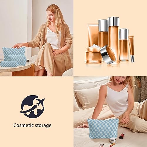 Miniatura 6 de LYDZTION Bolsa de maquillaje para mujeres, 1 bolsa de maquillaje de gran capacidad y 1 estuche para lápices, bolsa de almacenamiento de brochas de