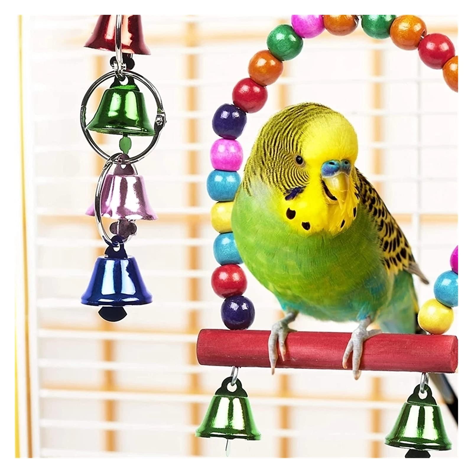 Vogelspielzeug 10 stücke Vogel Spielzeug Kaubare Papagei Vogel Käfig Spielzeug Kau Bissbrücke Holz Perlen Ball Bell Schwing Vogel Käfig Barsch Hängen Spielzeug