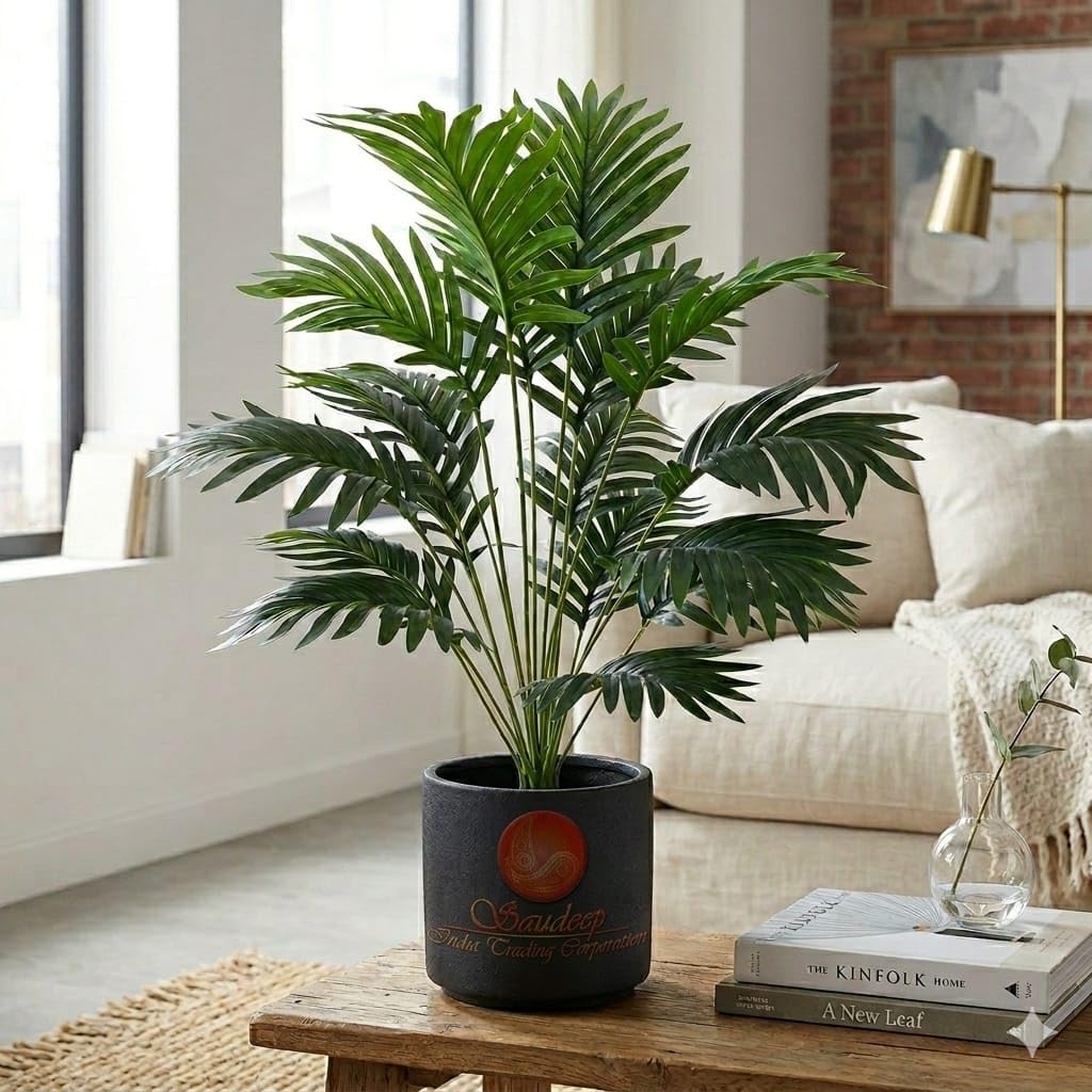 SAUDEEP INDIA Artificial Areca Palm Plant 71 cm | 10 Leaves Realistic Tropical Indoor Fake Plant Without Pot for Home Decor Living Room Office Table Decoration UV Resist Faux Greenery (Without Pot)-image-20
