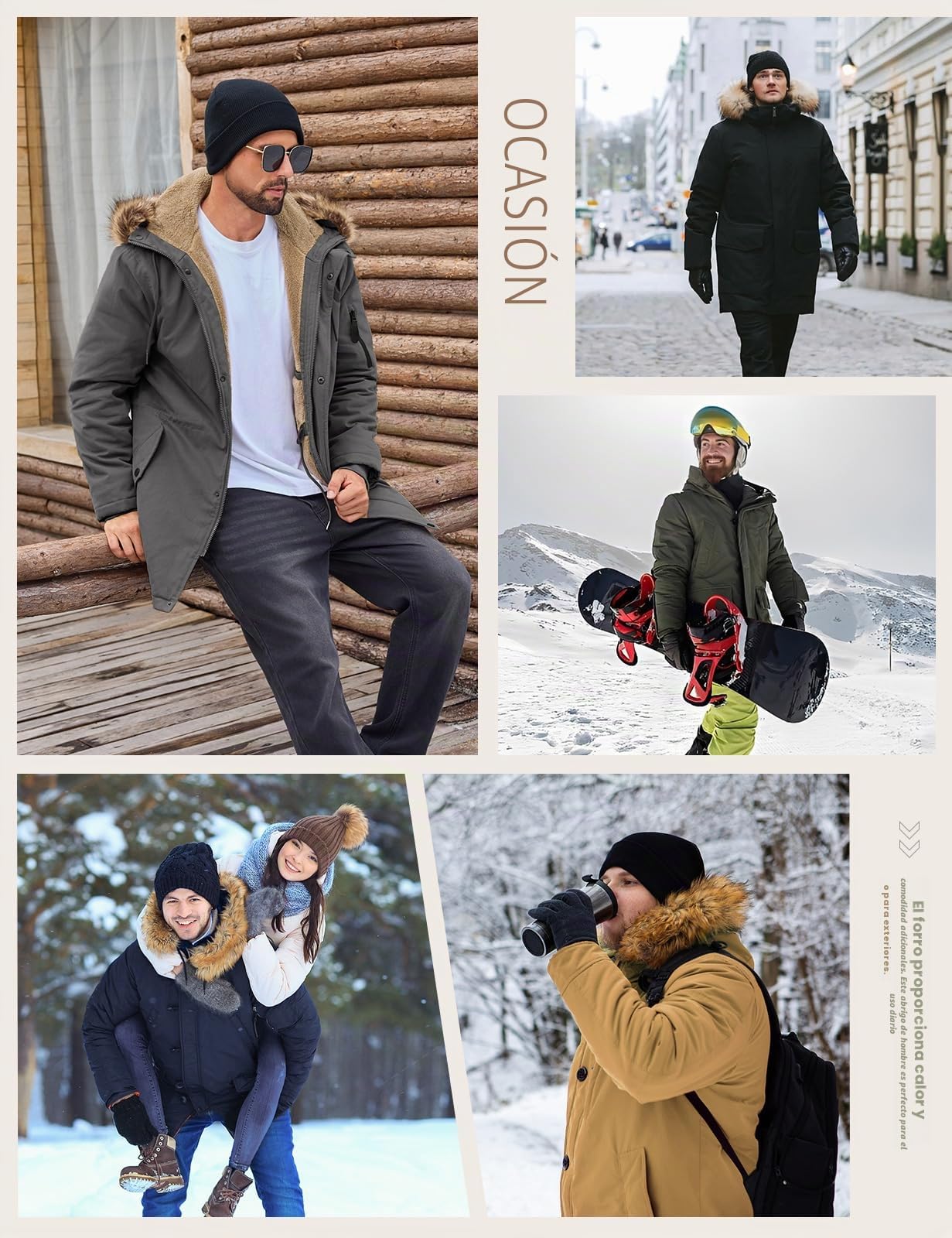 Lonya Abrigo Hombre Invierno Chaquetas de Algodón Forro Polar Cálido Parka Gruesa Cuello De Piel Desmontable Militar Exteriores Prueba de Viento Cazadora con Capucha Integrada Bolsillos Múltiples