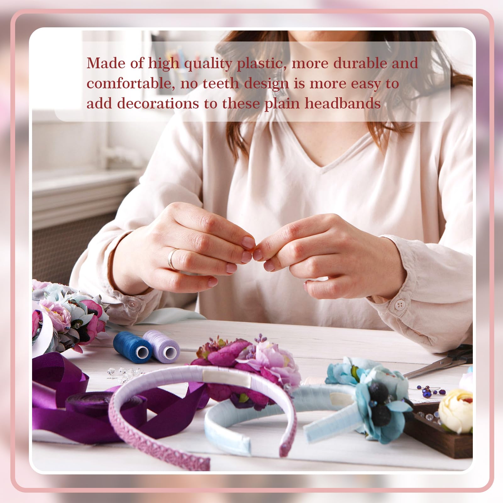 Plastic Headbands Bulk 100pcs 1/2 Inch Wide No Teeth Hair Accessories for DIY Amazon.com : Hotop 100 Pcs Plastic Headbands Bulk for Women  main image 4