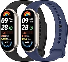 YLK 2 Pezzi Cinturini per Xiaomi Mi Band 9/8/10, Cinturino Silicone di Morbido Traspirante Solo per Xiaomi Mi Band 8/9/10 per Donna e Uomo (Nero+Blu scuro)