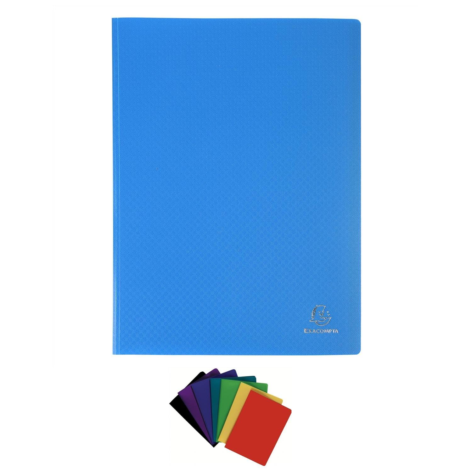 Exacompta 8540E Sichtmappe (aus weichem PP 300µ, mit 40 gekörnten Hüllen (80 Ansichten) blickdicht, DIN A4) 1 Stück Farbig sortiert