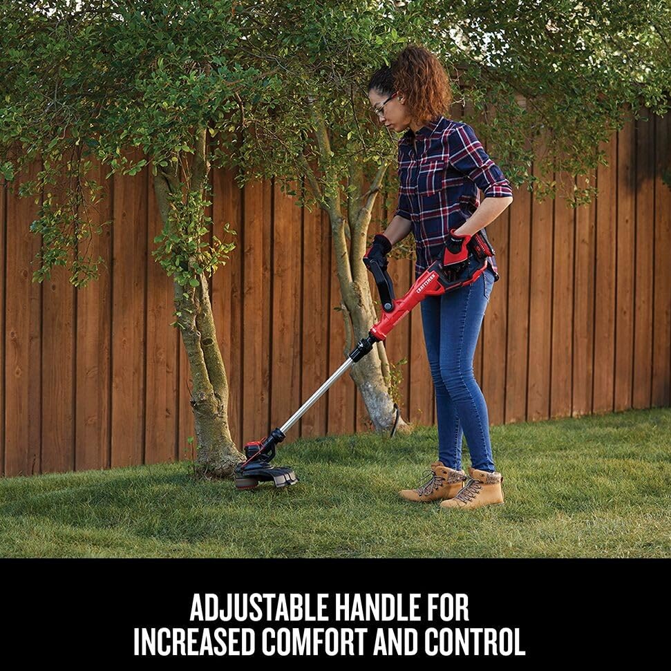 Image of CRAFTSMAN V20 Weed Wacker Cordless String Trimmer and Edger, Weed Eater Includes 2.0 Ah Battery and Charger, Lightweight, Extended Runtime, 2 Speed (CMCST900D1)