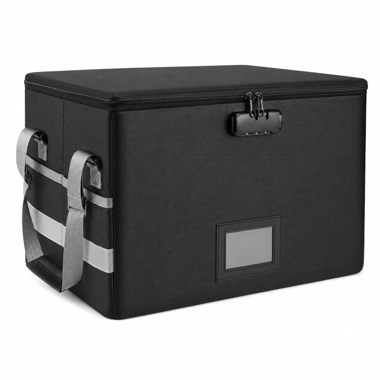 Scatola portadocumenti ignifuga, con serratura, 39,6 x 31 x 25,4 cm, impermeabile, pieghevole, con cerniera, manici e tasche in rete per passaporti, certificati