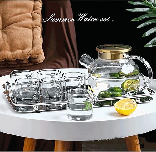 Miniatura 5 de FAMYNGL Water Bottle Kettle Set Cup Glass Teapot Drinkware Tetera para Glass Cold Large Capacity Heat Resistant Juice Milk Jug