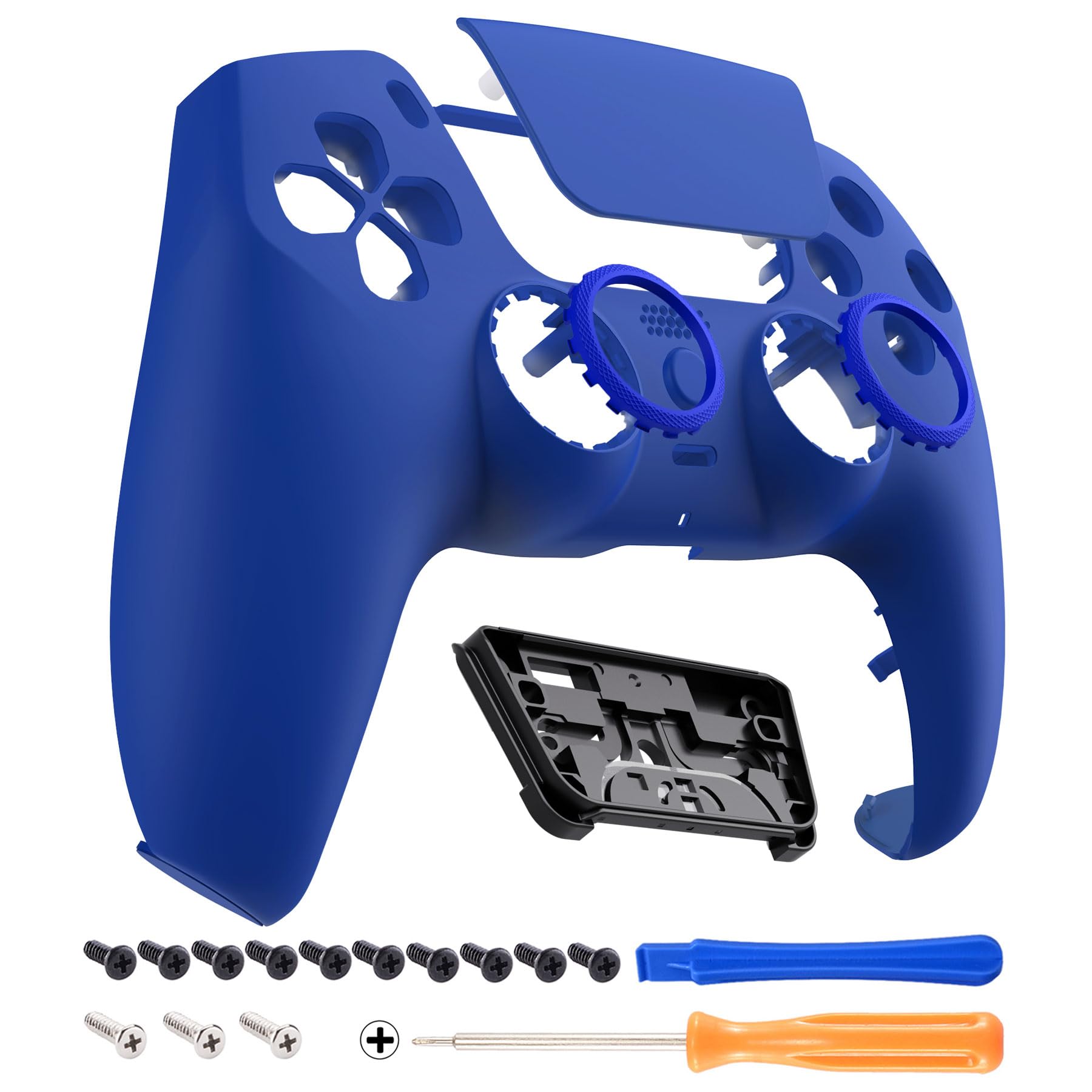 eXtremeRate Luna Redesigned Blue Front Shell Touchpad Compatible with ps5 Controller BDM-010 020 030 040 050, DIY Replacement Faceplate Custom Touch Pad Cover Compatible with ps5 Controller