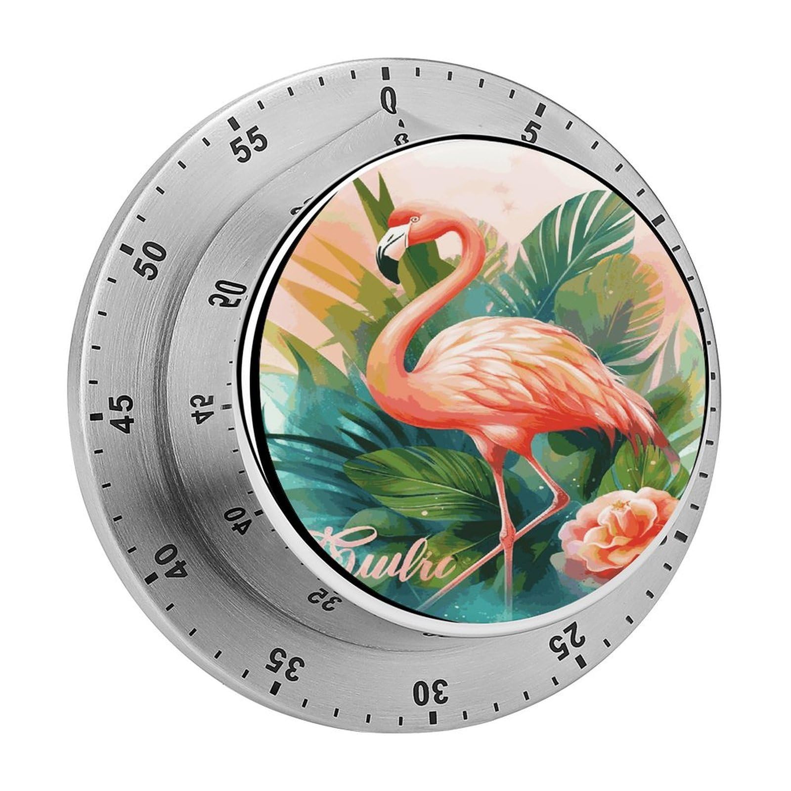 Tropical Flamingo Timer Loud Mechanical Timer Stainless Steel 60-Minute Kitchen Timers Waterproof Chef Cooking Timers Sport Countdown Clock Portable Countdown Alarm Adult
