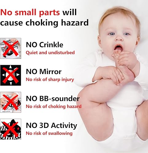 Miniatura 5 de AZEN Juguetes para bebés de alto contraste en blanco y negro, 0-3, 3-6 meses, juguetes para el tiempo boca abajo, juguetes para bebés recién nacidos